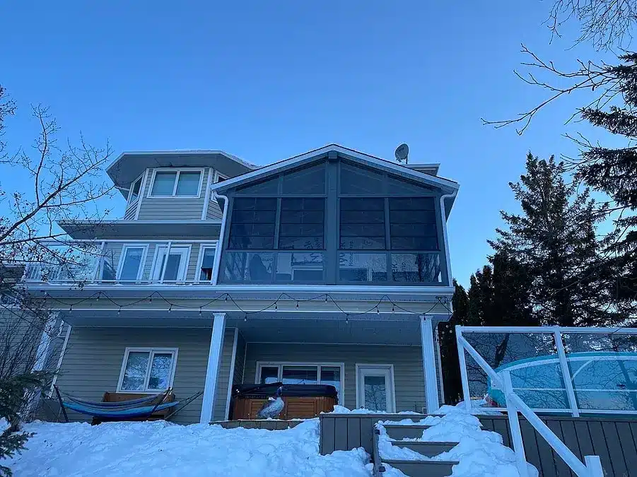 Multi-level home with a full window room addition