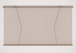 Vertical drop screen fully lowered for privacy