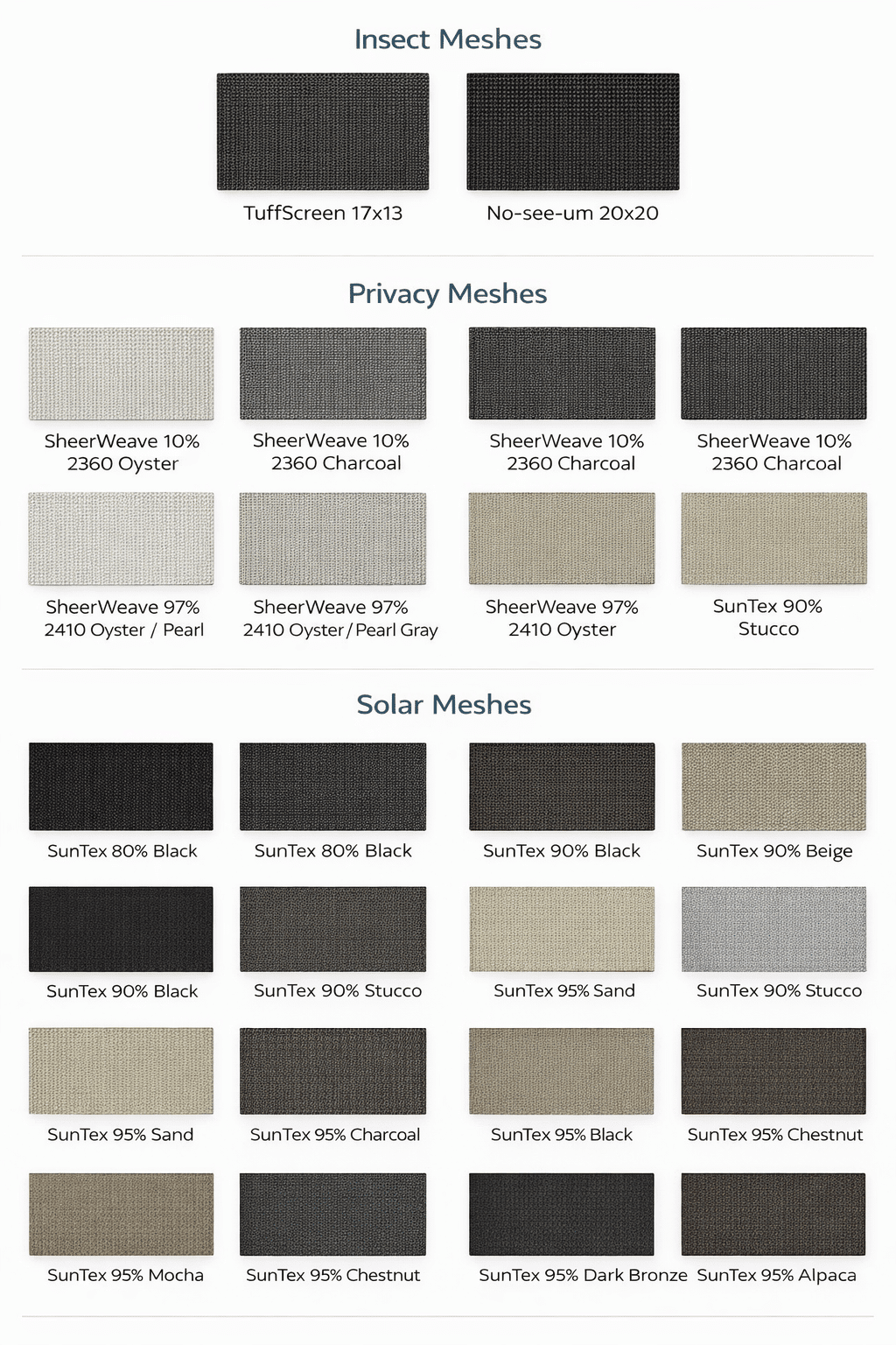 Privacy mesh fabric color options
