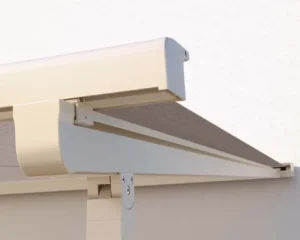 Awning system mounted on support post