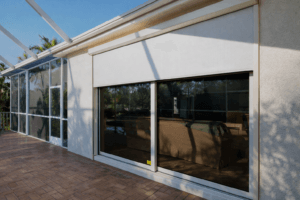 Retractable screen installed on patio opening