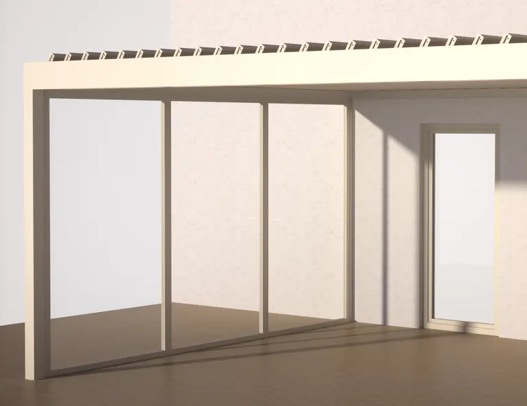 Interior view showing screen panels fully extended