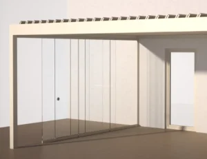 Interior view of hardtop system with vertical screen panels